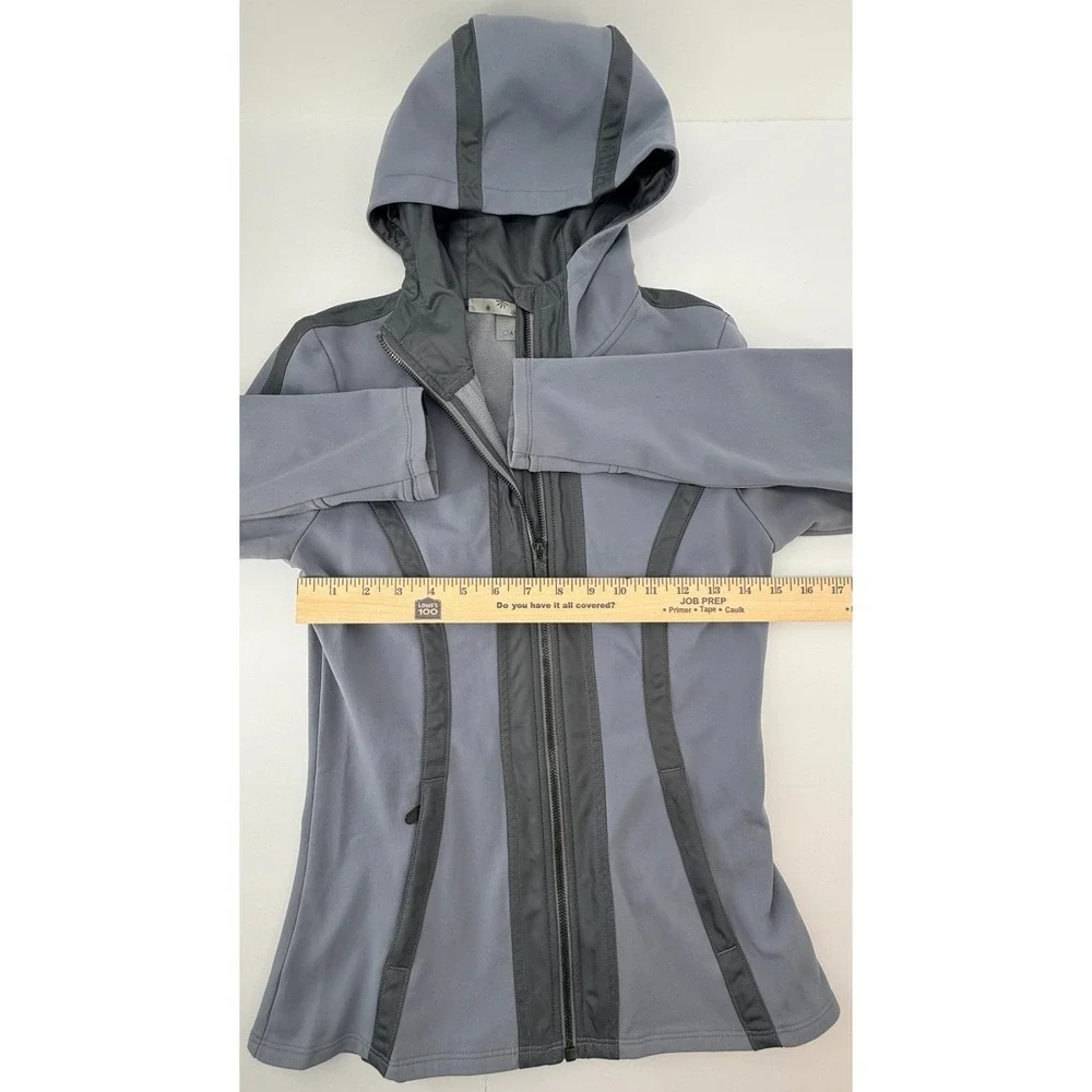 Athleta Womens Small Gray Hooded Jacket Full Zip‎ Athletic Running Yoga Stretch